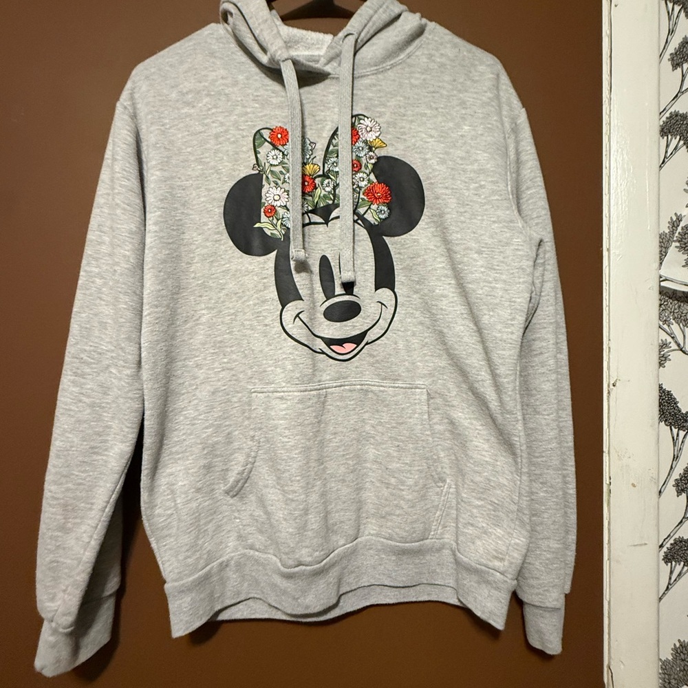 Disney Gray Hoodie with Minnie Mouse Floral Bow